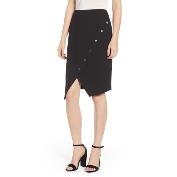 Rebecca Minkoff Camilla Asymmetrical Black Pencil Skirt Size 10 NWT - Picture 1 of 8